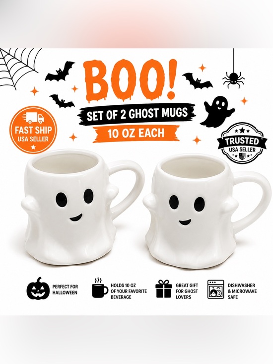 Threshold Other - Stoneware Halloween 2021 Ghost Mug Set of 2 Threshold Target 10oz New Boo Cups
